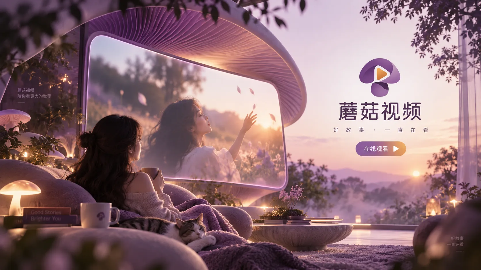 蘑菇视频内容浏览与影视片单主题画面